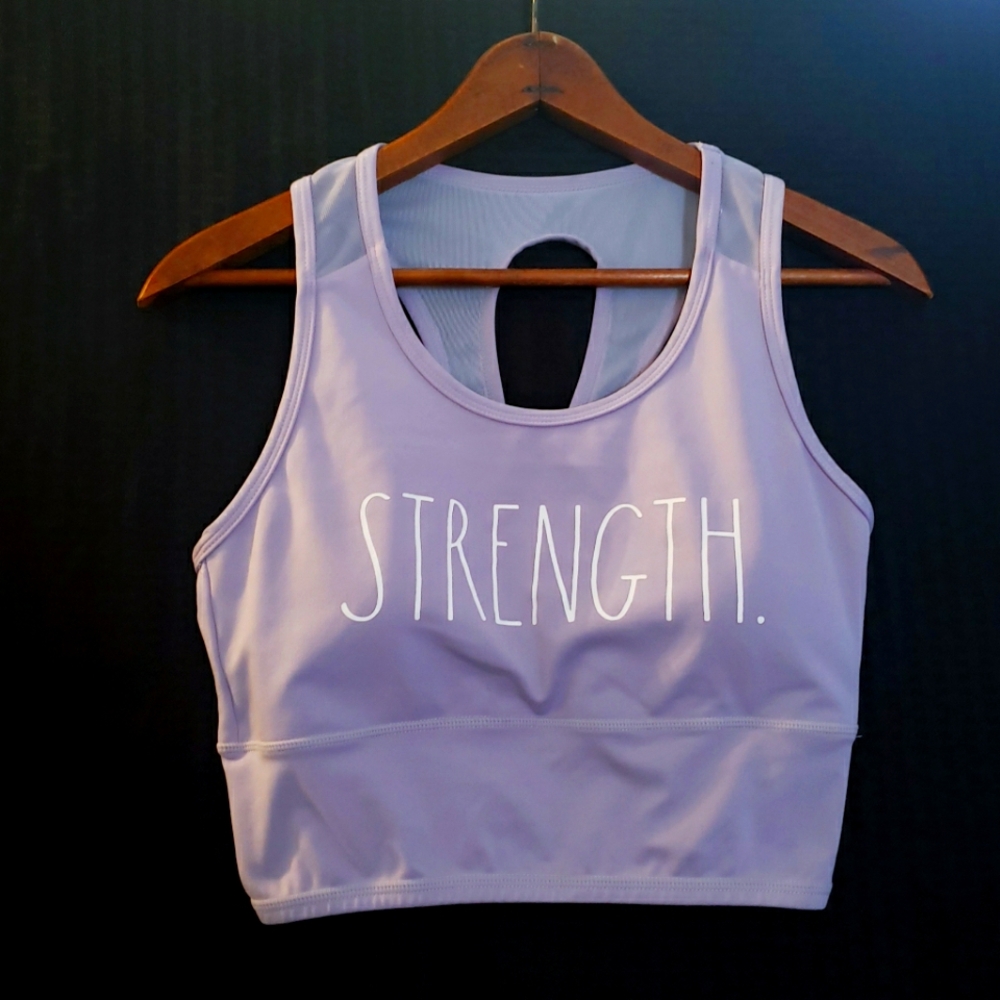 RAE DUNN Deep Lilac STRENGTH Ladies Sports Bra Size M
